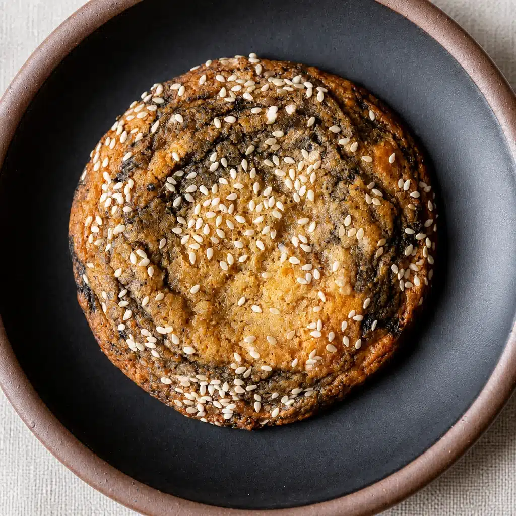 Delicious orange black sesame cookies with chewy texture and sesame marbling.